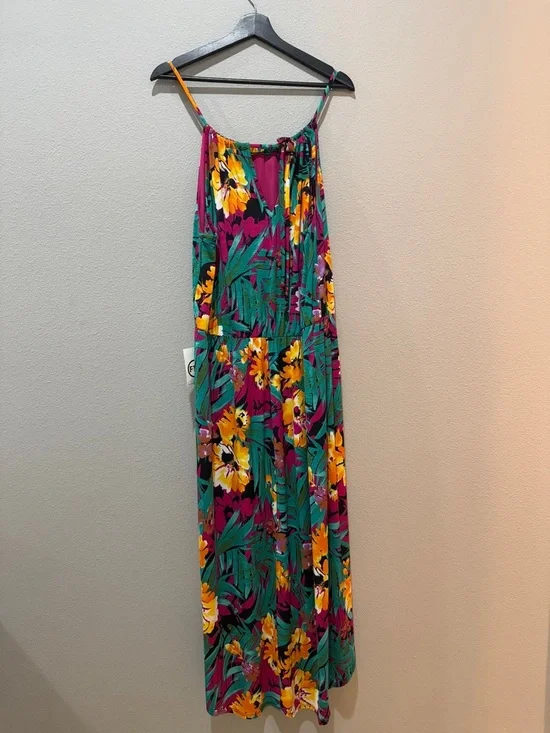 Fashion To Figure Multi Color Tropical Print Sleeveless High Low Dress Size 3X - Picture 3 of 6